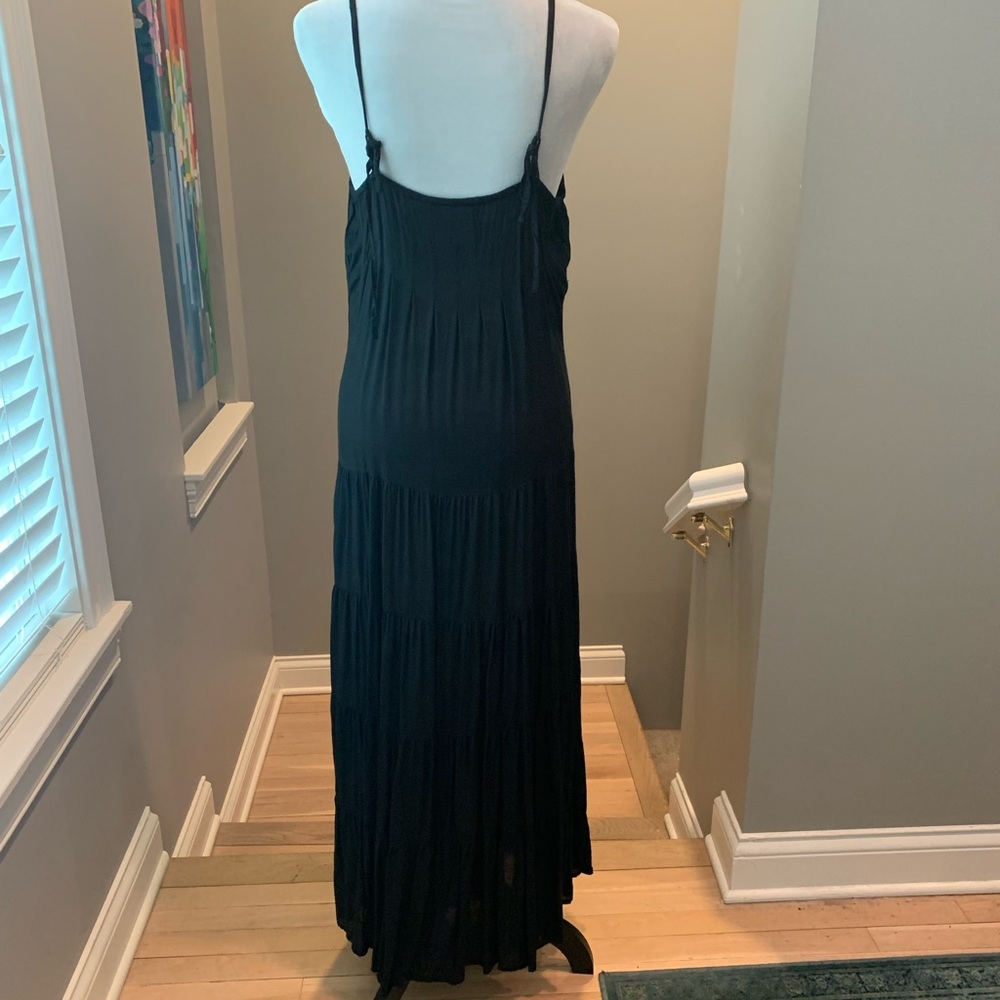 Black bohemian rayon maxi dress. Size 12. - Picture 6 of 11